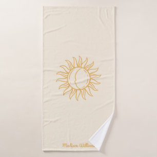 Personalised Trendy Boho Mystical Yellow Sun Moon Bath Towel