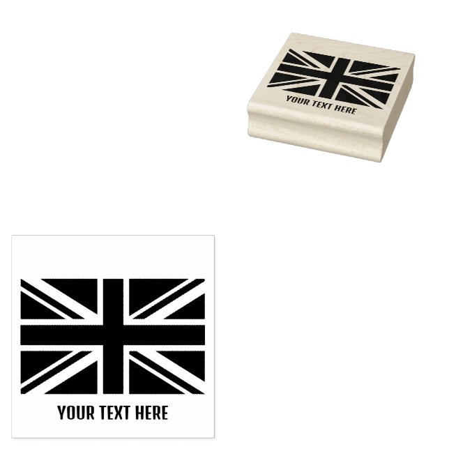 Personalised Trendy British flag Rubber Stamp (Stamped)