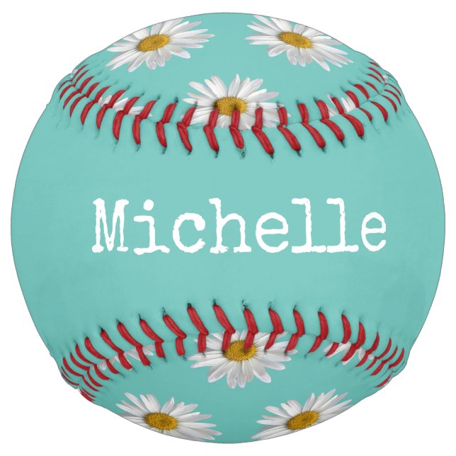 Personalised Trendy Daisy Teal Softball (Front)