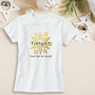 Personalised Trendy Gold Foil Star Festive Holiday T-Shirt