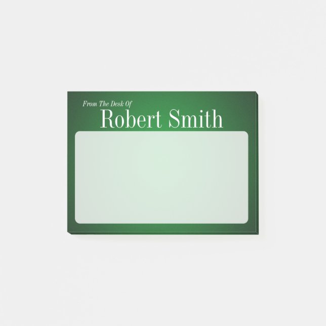 Personalised Trendy Green and Black Grainy Post-it Notes (Front)