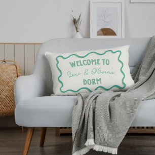 Personalised Trendy Green Hand Drawn Dorm Roommate Decorative Cushion