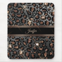 Personalised Trendy Leopard Black Gold Glitter