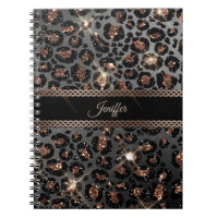 Personalised Trendy Leopard Black Gold Glitter    