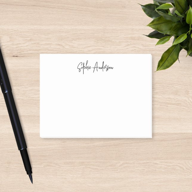 Personalised Trendy Modern Script Minimalist Post-it Notes (Creator Uploaded)