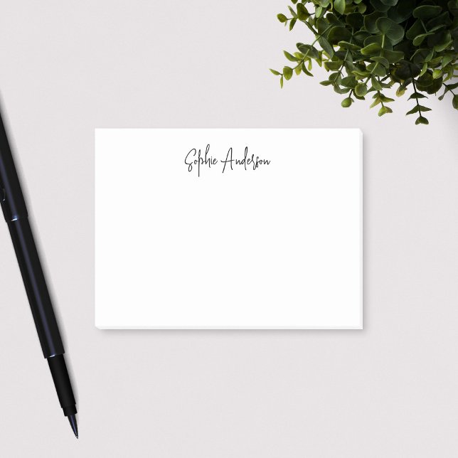 Personalised Trendy Modern Script Minimalist Post-it Notes (Creator Uploaded)