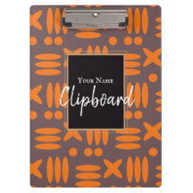 Personalised Trendy Orange Blue Modern Clipboard