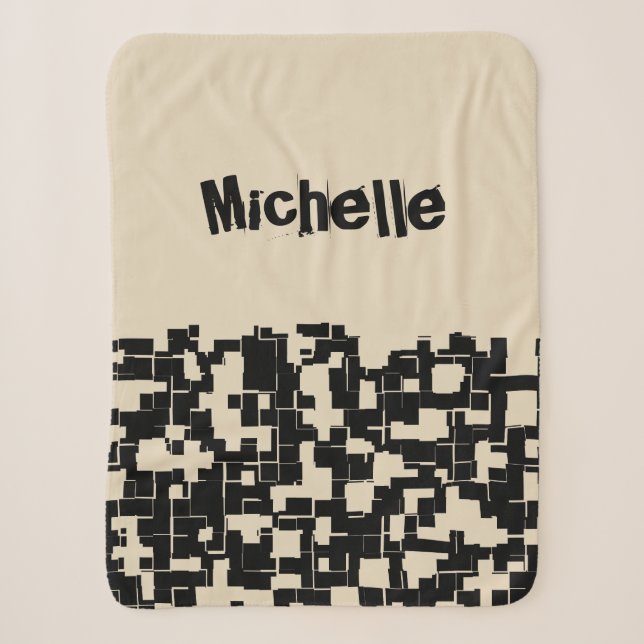 Personalised Trendy Pattern -Black/Tan(Changeable) Sherpa Blanket (Front)