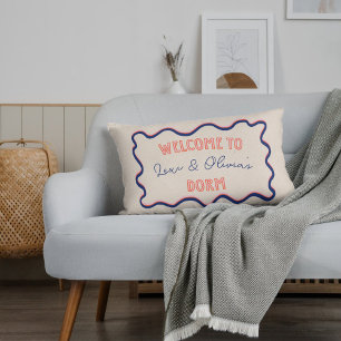 Personalised Trendy Pink Hand Drawn Dorm Roommates Decorative Cushion