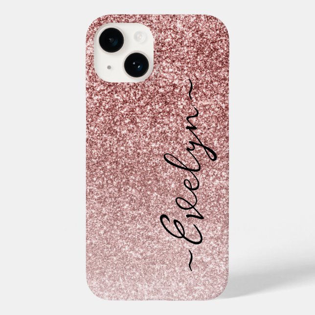 Personalised trendy rose gold glitter Case-Mate iPhone case (Back)