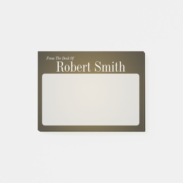 Personalised Trendy Tan and Black Grainy Post-it Notes (Front)