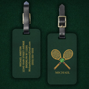 Personalised Trendy Tennis Ball Rackets Luggage Tag