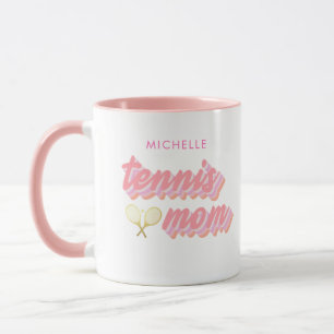 Personalised Trendy Tennis Mum Pink Mug