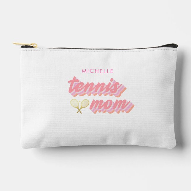 Personalised Trendy Tennis Mum Small Accessory Pouch (Front)