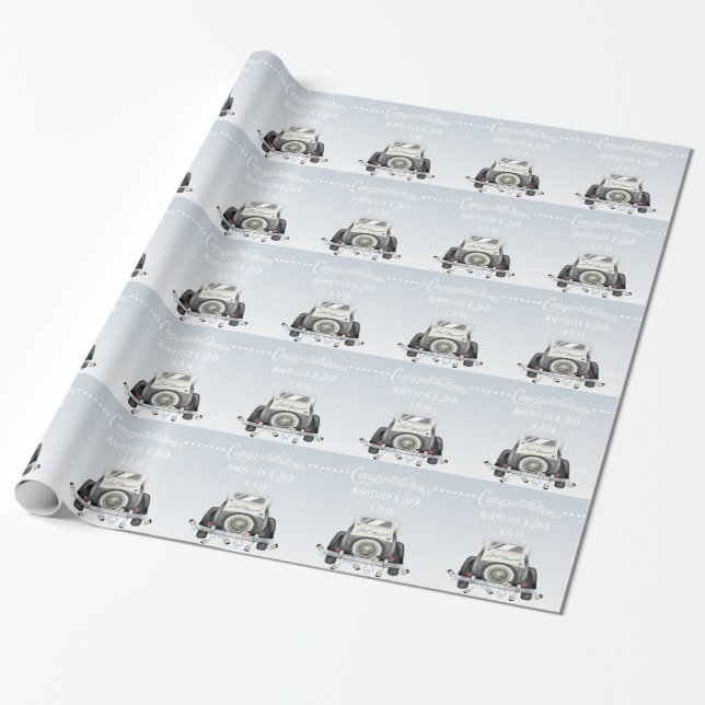 Personalised Trendy Wedding Wrapping Paper (Unrolled)