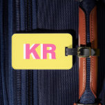Personalised Trendy Yellow Pink Shadow Monogram Luggage Tag<br><div class="desc">Personalised Trendy Yellow Pink Shadow Monogram Luggage Tag</div>