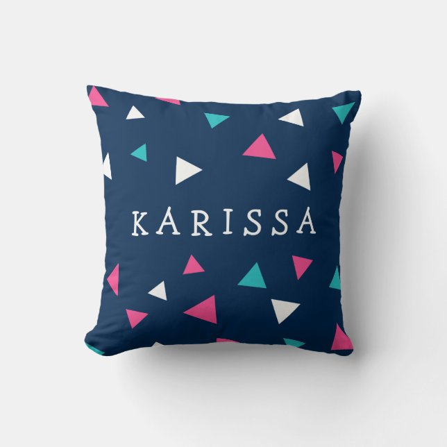 Personalised Triangle Confetti Throw Pillow (Front)