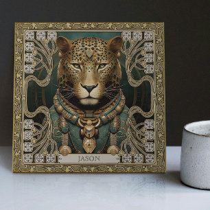 Personalised Tribal Jaguar Spirit Altarpiece Ceramic Tile