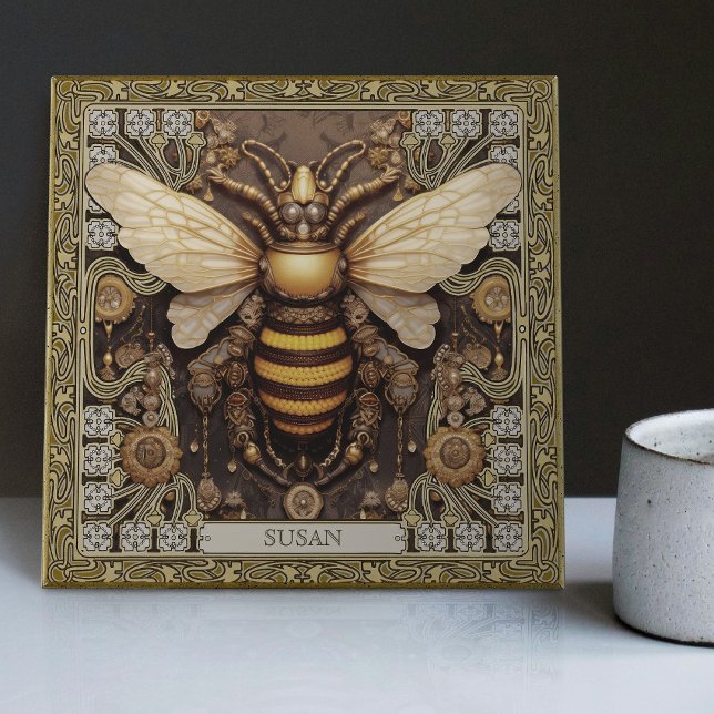 Personalised Tribal Jewel Bee Spirit Animal Ceramic Tile (Creator Uploaded)