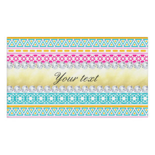 Personalised Tribal Pattern and Diamonds Name Tag