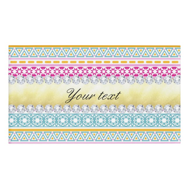 Personalised Tribal Pattern and Diamonds Name Tag (Front)
