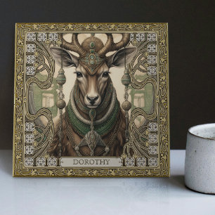 Personalised Tribal Spirit Deer Altarpiece Ceramic Tile
