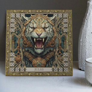 Personalised Tribal Tiger Spirit Portrait Ceramic Tile