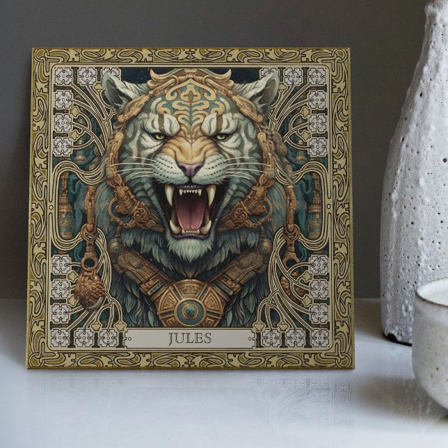 Personalised Tribal Tiger Spirit Portrait Ceramic Tile (Creator Uploaded)