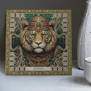 Personalised Tribal Tiger Spirit Portrait Ceramic Tile