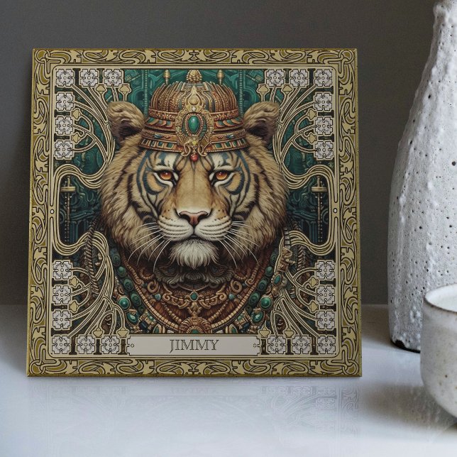 Personalised Tribal Tiger Spirit Portrait Ceramic Tile (Creator Uploaded)