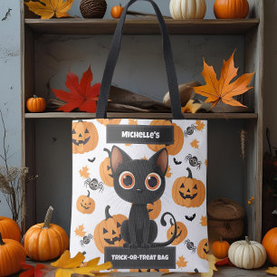 Personalised Trick-or-Treat Bag – Cute Black Cat
