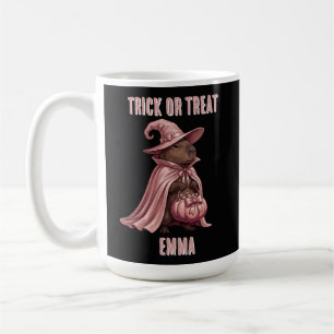 Personalised Trick or Treat Capybara Witch Cape Coffee Mug
