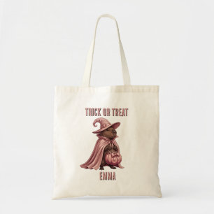 Personalised Trick or Treat Capybara Witch Cape Tote Bag
