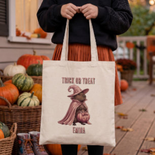 Personalised Trick or Treat Capybara Witch Cape Tote Bag