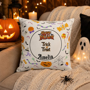 Personalised Trick or Treat Cute Halloween Cushion