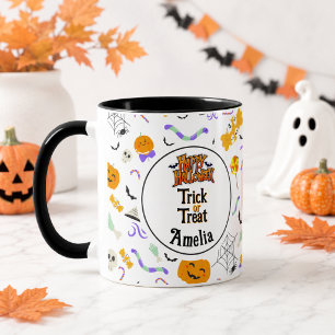 Personalised Trick or Treat Cute Halloween Mug
