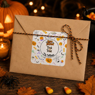 Personalised Trick or Treat Cute Halloween Square Sticker