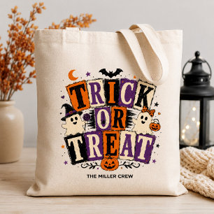 Personalised Trick or Treat Family Halloween Tote Bag