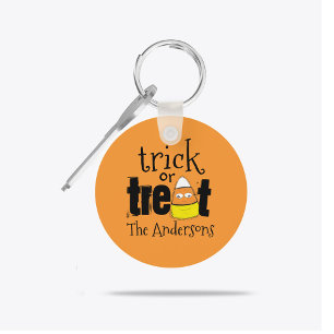 Personalised Trick or Treat Halloween Candy Corn  Key Ring