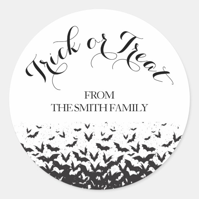 Personalised Trick or Treat Halloween Classic Round Sticker (Front)