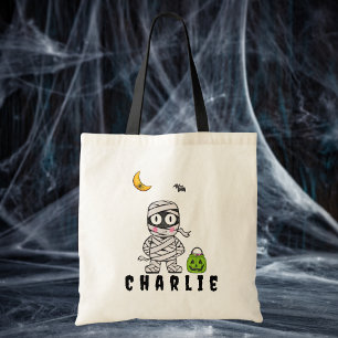 Personalised Trick or Treat Mummy Halloween Candy Tote Bag