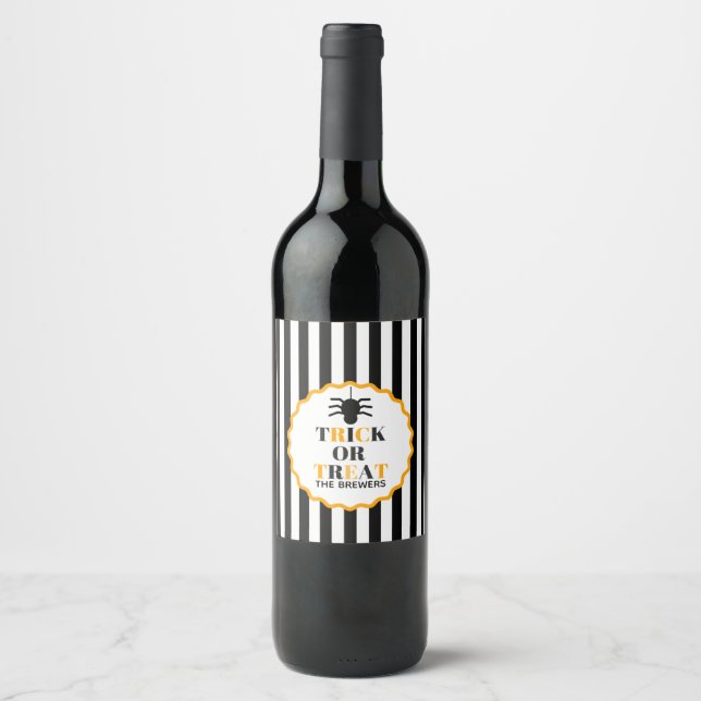 Personalised Trick Or Treat Wine Bottle Label (Front)