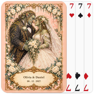 Personalised Troll Bride and Groom Wedding Favour Playing Cards