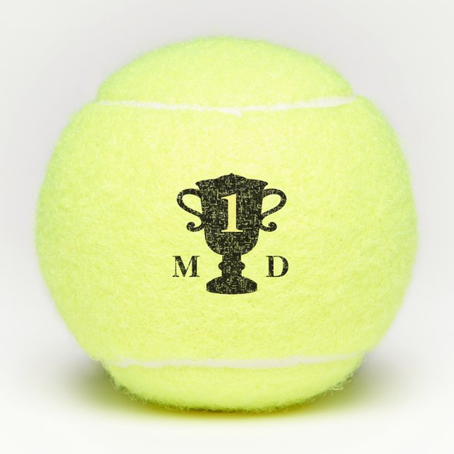 Personalised trophy cup custom monogram set of tennis balls (Front)