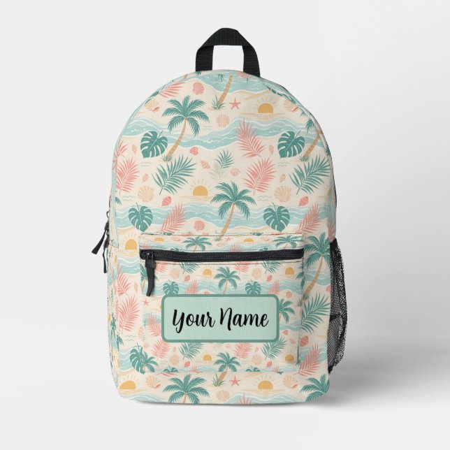 Personalised Tropical Beach Backpack (Front)