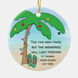 Personalised Tropical Beach Christmas Ceramic Ornament