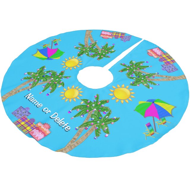 Personalised Tropical Beach Christmas Tree Skirt (Angled)