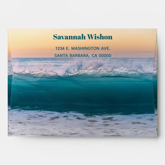 Personalised Tropical Beach Ocean Wave  Envelope (Back (Top Flap))