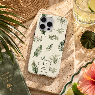 Personalised Tropical Botanical Monogram iPhone 15 Pro Max Case