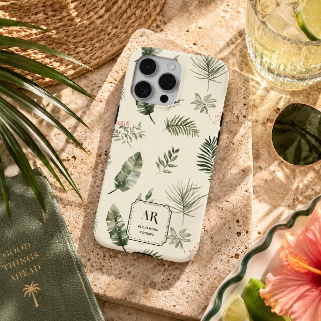 Personalised Tropical Botanical Monogram Case-Mate iPhone Case (Creator Uploaded)
